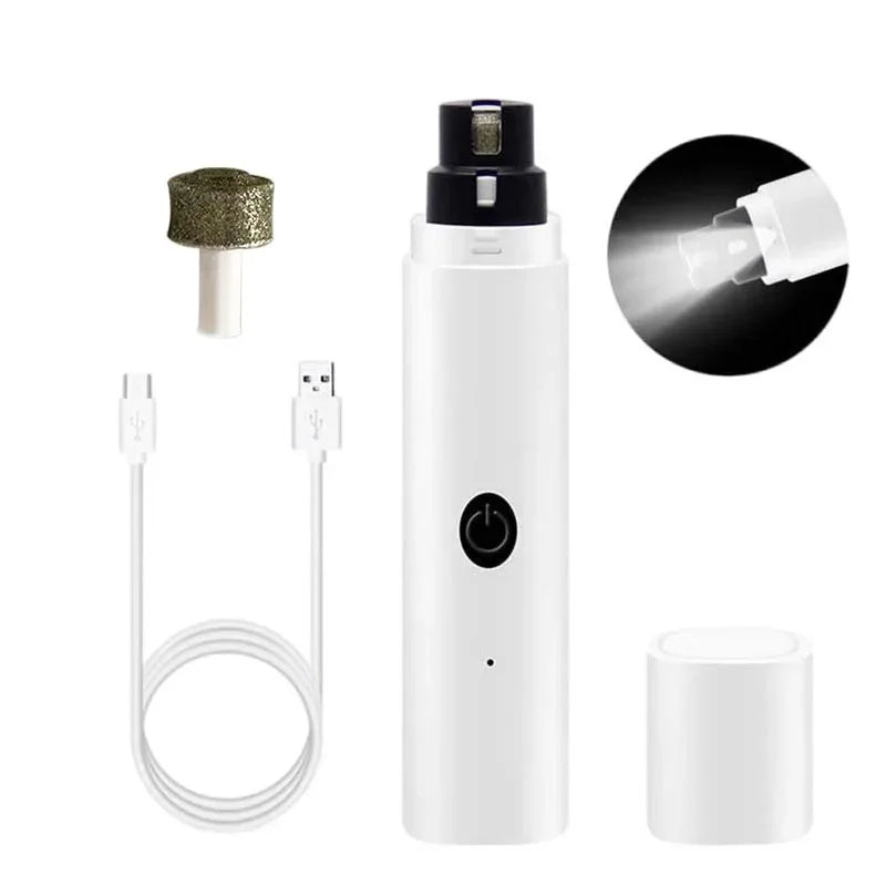 Cortauñas Eléctrico para Mascotas – Recargable con Luz LED, Silencioso y Seguro para Perros y Gatos