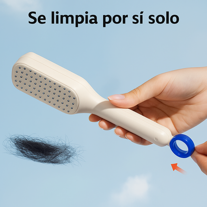 Cepillo de Masaje Telescópico Antiestático con Autolimpieza – Ideal para Cabello y Cuidado del Cuero Cabelludo