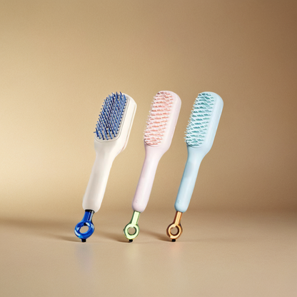 Cepillo de Masaje Telescópico Antiestático con Autolimpieza – Ideal para Cabello y Cuidado del Cuero Cabelludo