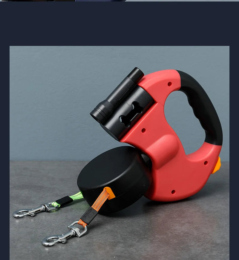 Correa Retráctil Doble 3M Premium para Perros Pequeños – Sin Enredos, Reflectante y con Luz LED