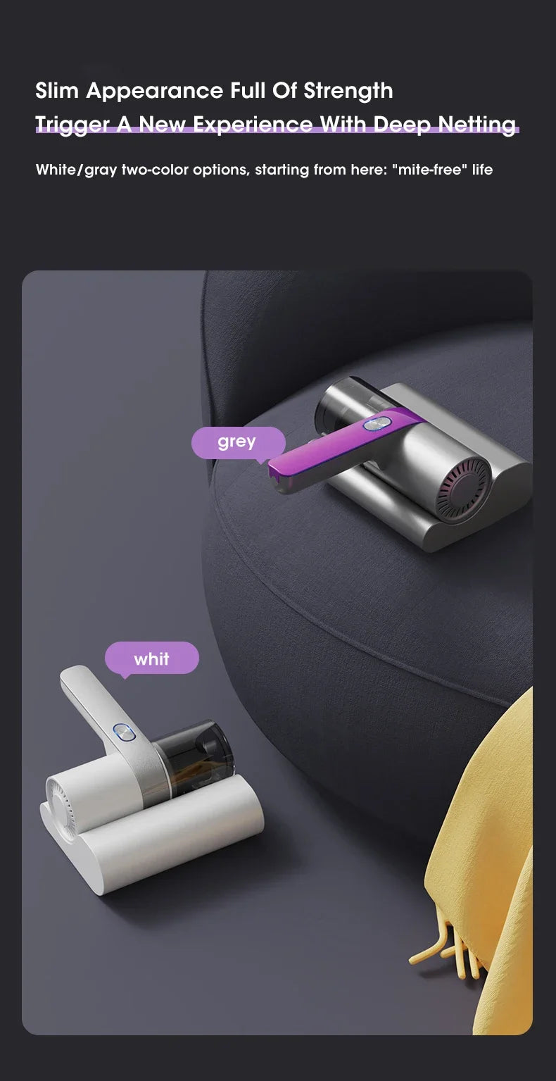 Aspiradora Inalámbrica para Ácaros – Esterilizador UV y Limpieza Profunda