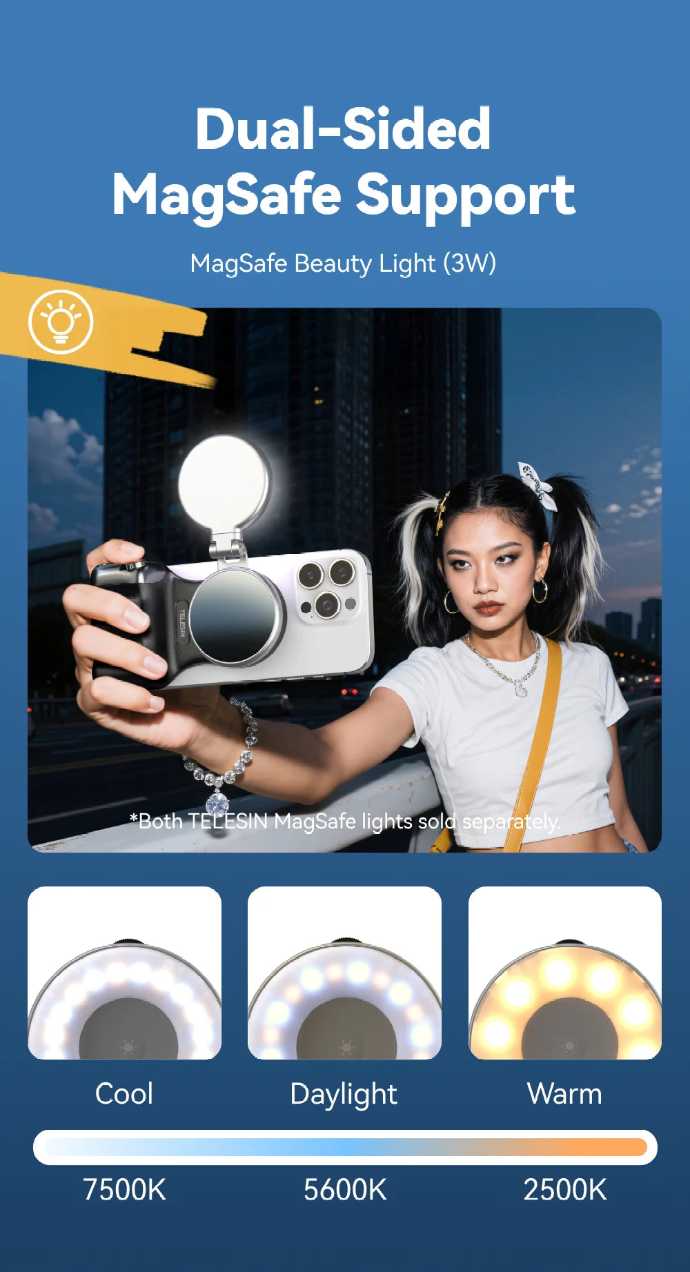 Empuñadura Magnética TELESIN Fun Shot con Control Remoto – Soporte de Cámara para Teléfonos Android e iOS