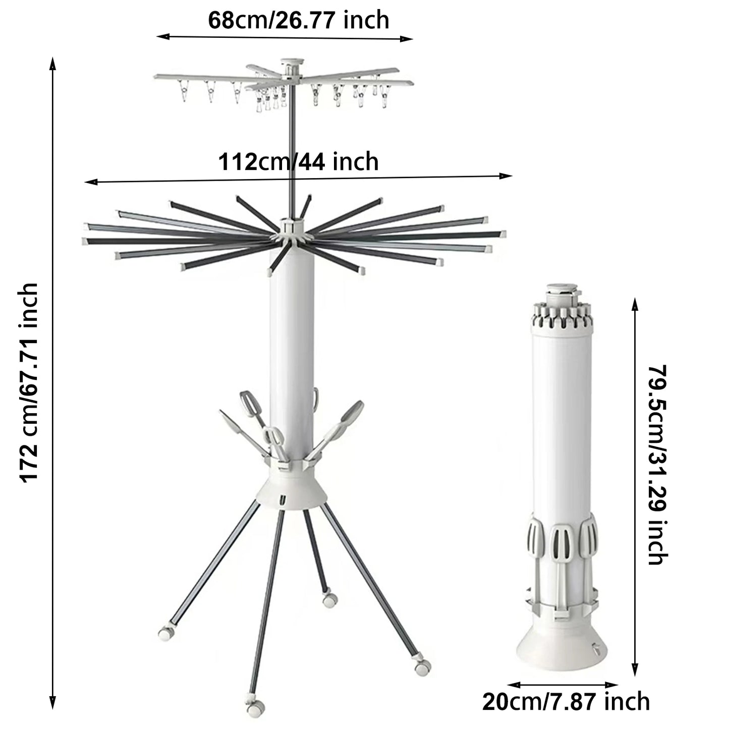 Tendedero Plegable Tipo Pulpo con 3/2/1 Niveles – Portátil, Giratorio y de Pie para Interior o Balcón