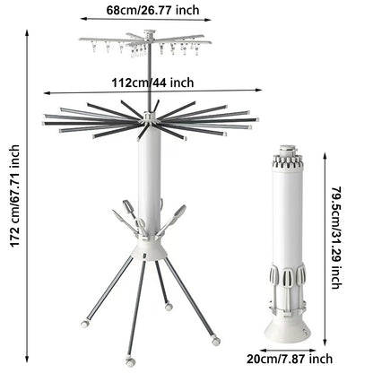 Tendedero Plegable Tipo Pulpo con 3/2/1 Niveles – Portátil, Giratorio y de Pie para Interior o Balcón