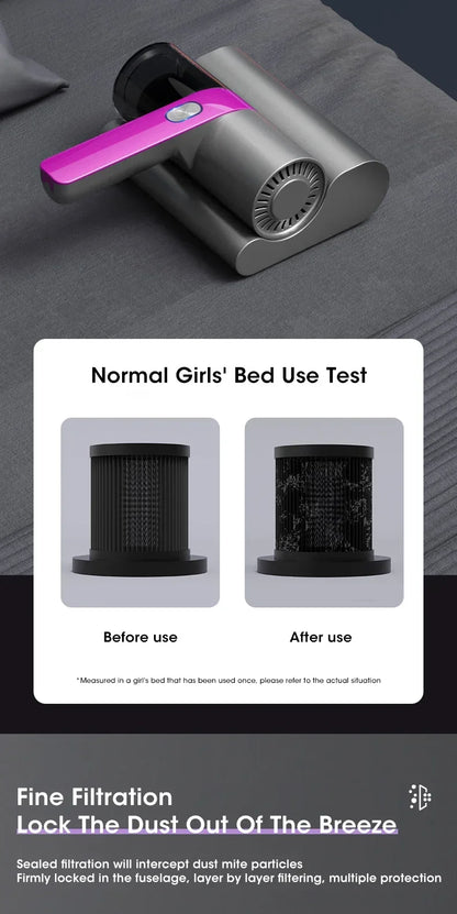 Aspiradora Inalámbrica para Ácaros – Esterilizador UV y Limpieza Profunda