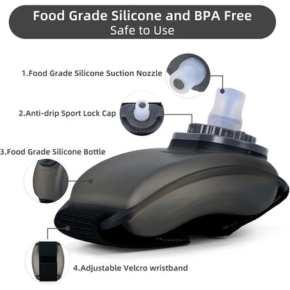 Botella de Agua de Muñeca 200 ml – Portátil, Manos Libres y Reutilizable para Running, Ciclismo y Deportes al Aire Libre
