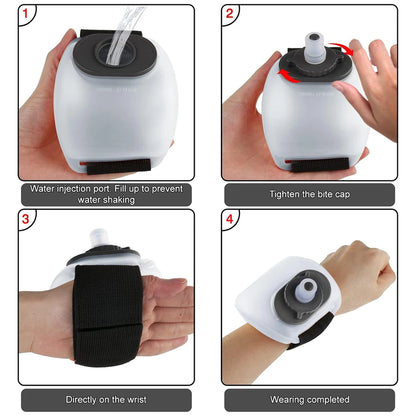 Botella de Agua de Muñeca 200 ml – Portátil, Manos Libres y Reutilizable para Running, Ciclismo y Deportes al Aire Libre