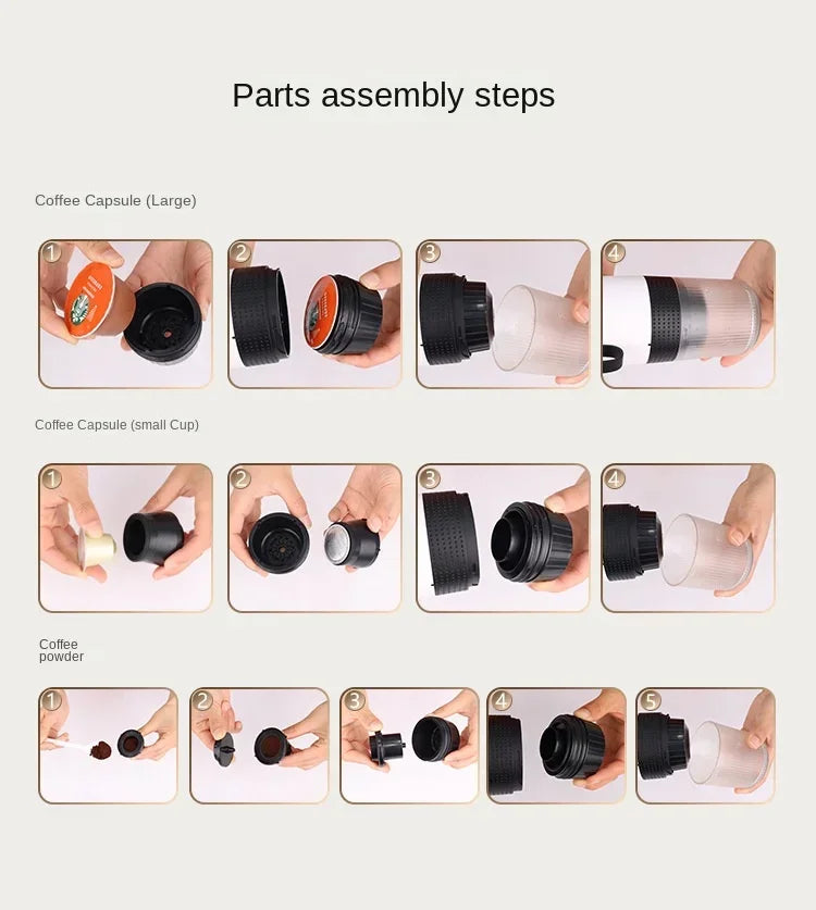 Cafetera Eléctrica Portátil e Inalámbrica – Espresso 3 en 1
