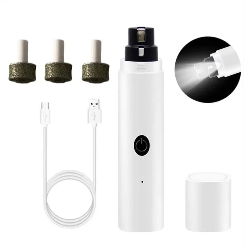Cortauñas Eléctrico para Mascotas – Recargable con Luz LED, Silencioso y Seguro para Perros y Gatos