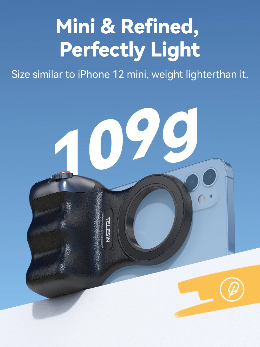 Empuñadura Magnética TELESIN Fun Shot con Control Remoto – Soporte de Cámara para Teléfonos Android e iOS