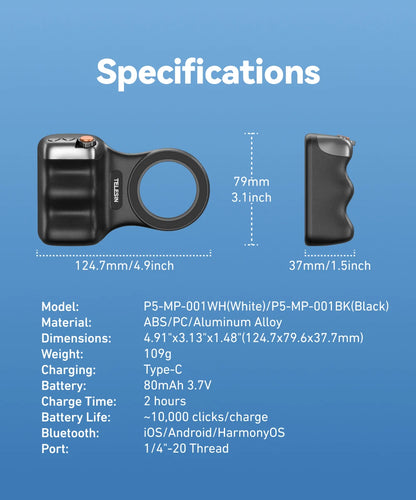 Empuñadura Magnética TELESIN Fun Shot con Control Remoto – Soporte de Cámara para Teléfonos Android e iOS