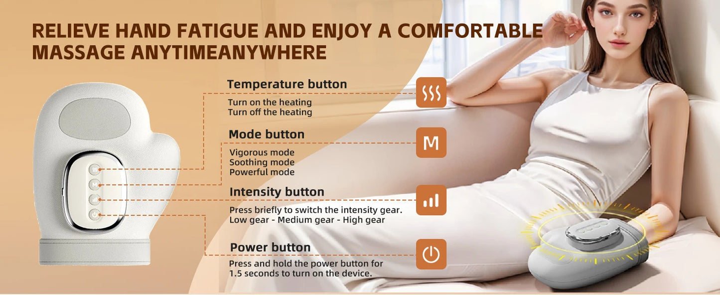 Masajeador de Manos con Calor y Compresión – Alivio para Dedos, Muñeca y Dolores por Artritis o Túnel Carpiano