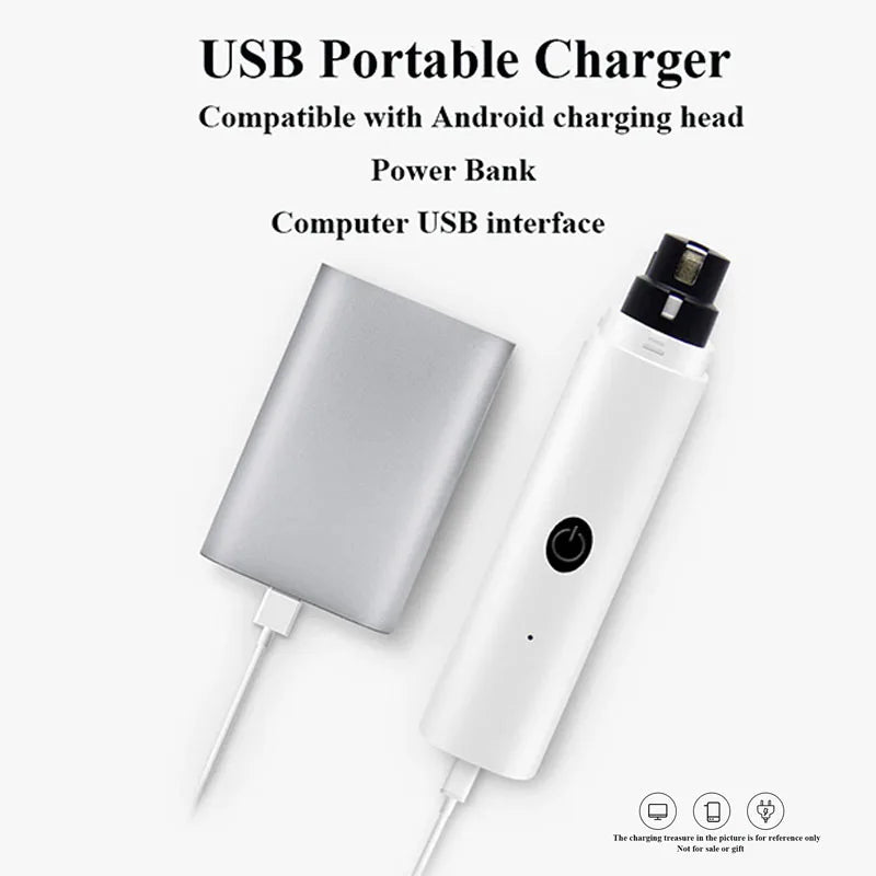 Cortauñas Eléctrico para Mascotas – Recargable con Luz LED, Silencioso y Seguro para Perros y Gatos