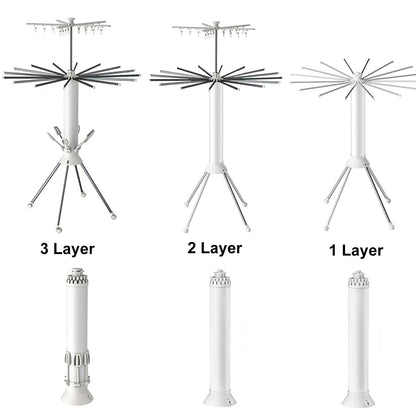 Tendedero Plegable Tipo Pulpo con 3/2/1 Niveles – Portátil, Giratorio y de Pie para Interior o Balcón