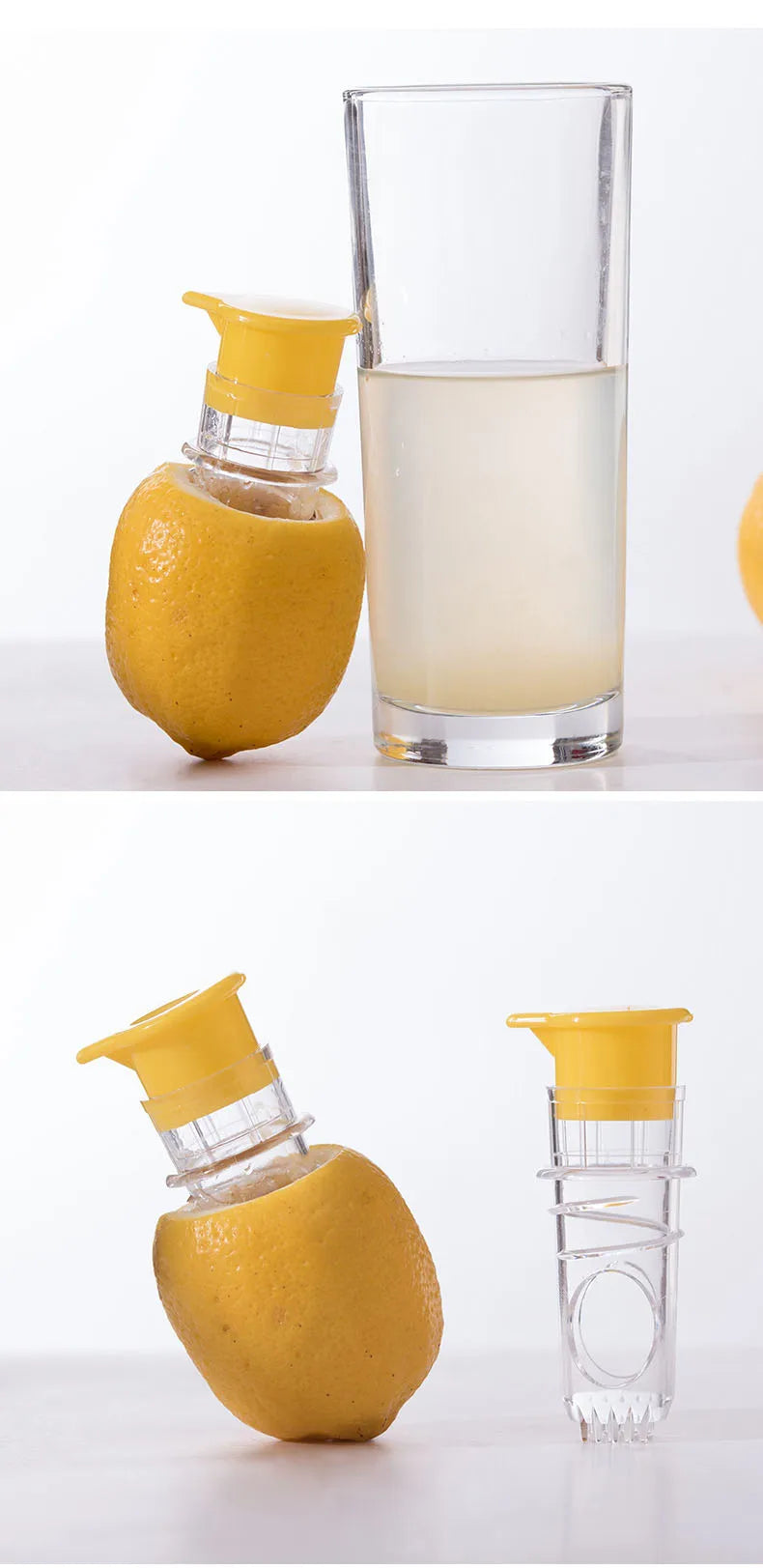Exprimidor de Limón Portátil Manual – Plástico Reutilizable con Filtro Integrado para Hogar y Viajes