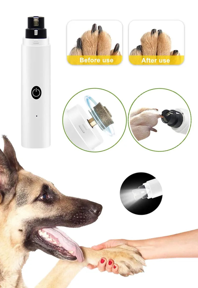Cortauñas Eléctrico para Mascotas – Recargable con Luz LED, Silencioso y Seguro para Perros y Gatos