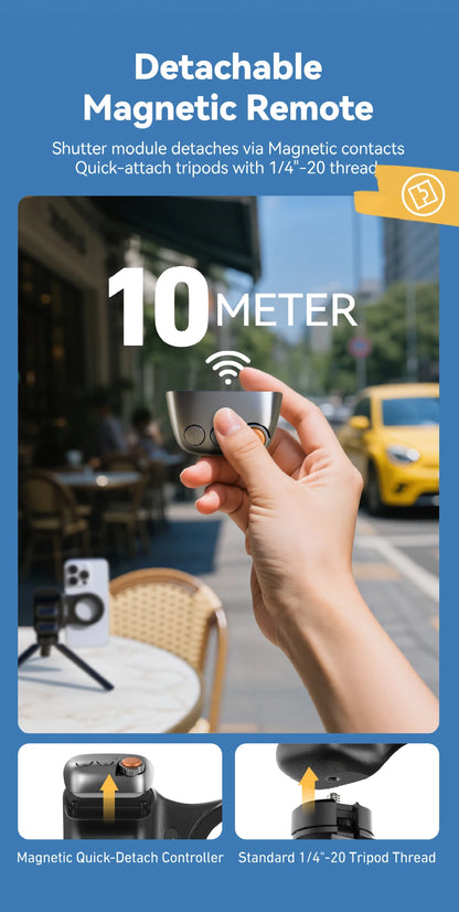 Empuñadura Magnética TELESIN Fun Shot con Control Remoto – Soporte de Cámara para Teléfonos Android e iOS