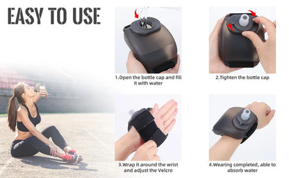 Botella de Agua de Muñeca 200 ml – Portátil, Manos Libres y Reutilizable para Running, Ciclismo y Deportes al Aire Libre