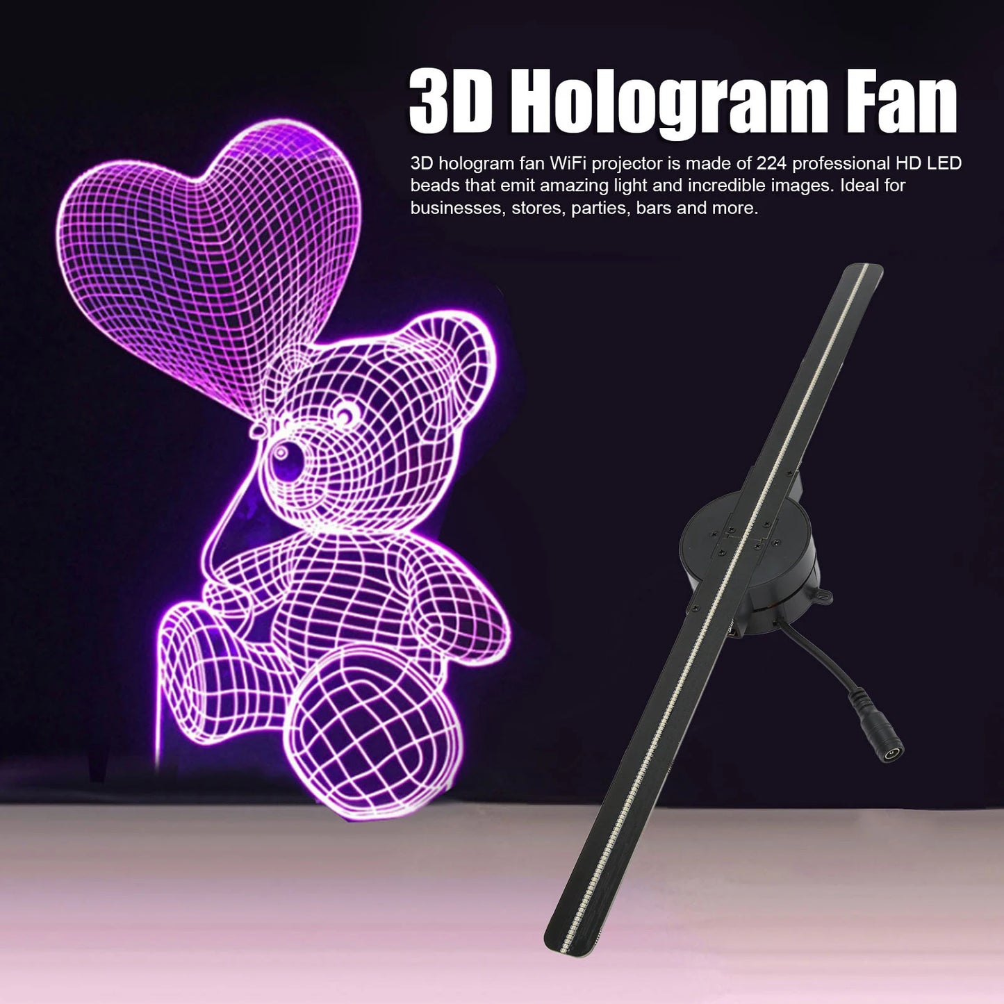 Ventilador Holograma 3D – Proyección de 176°