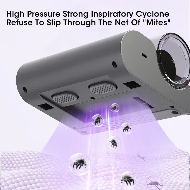 Aspiradora Inalámbrica para Ácaros – Esterilizador UV y Limpieza Profunda