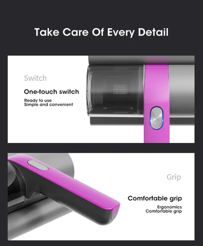 Aspiradora Inalámbrica para Ácaros – Esterilizador UV y Limpieza Profunda