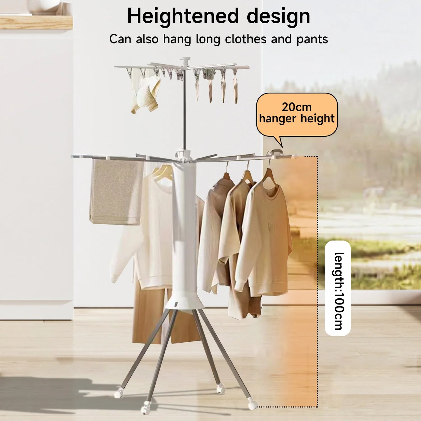 Tendedero Plegable Tipo Pulpo con 3/2/1 Niveles – Portátil, Giratorio y de Pie para Interior o Balcón