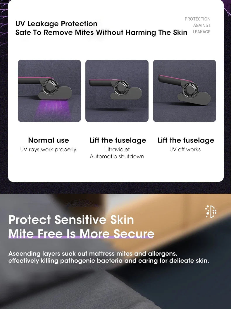 Aspiradora Inalámbrica para Ácaros – Esterilizador UV y Limpieza Profunda