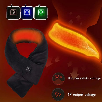 Calentador de Cuello Eléctrico Recargable por USB – Bufanda Térmica con 3 Niveles de Calor para Hombre y Mujer