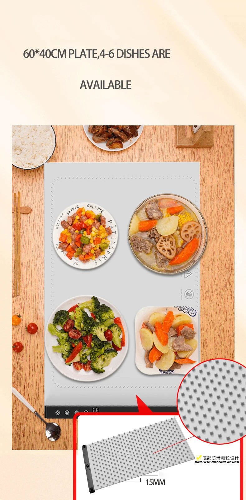 Alfombrilla Calefactora de Silicona para Comida – Con Temperatura Ajustable