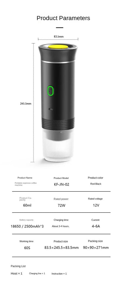 Cafetera Eléctrica Portátil e Inalámbrica – Espresso 3 en 1