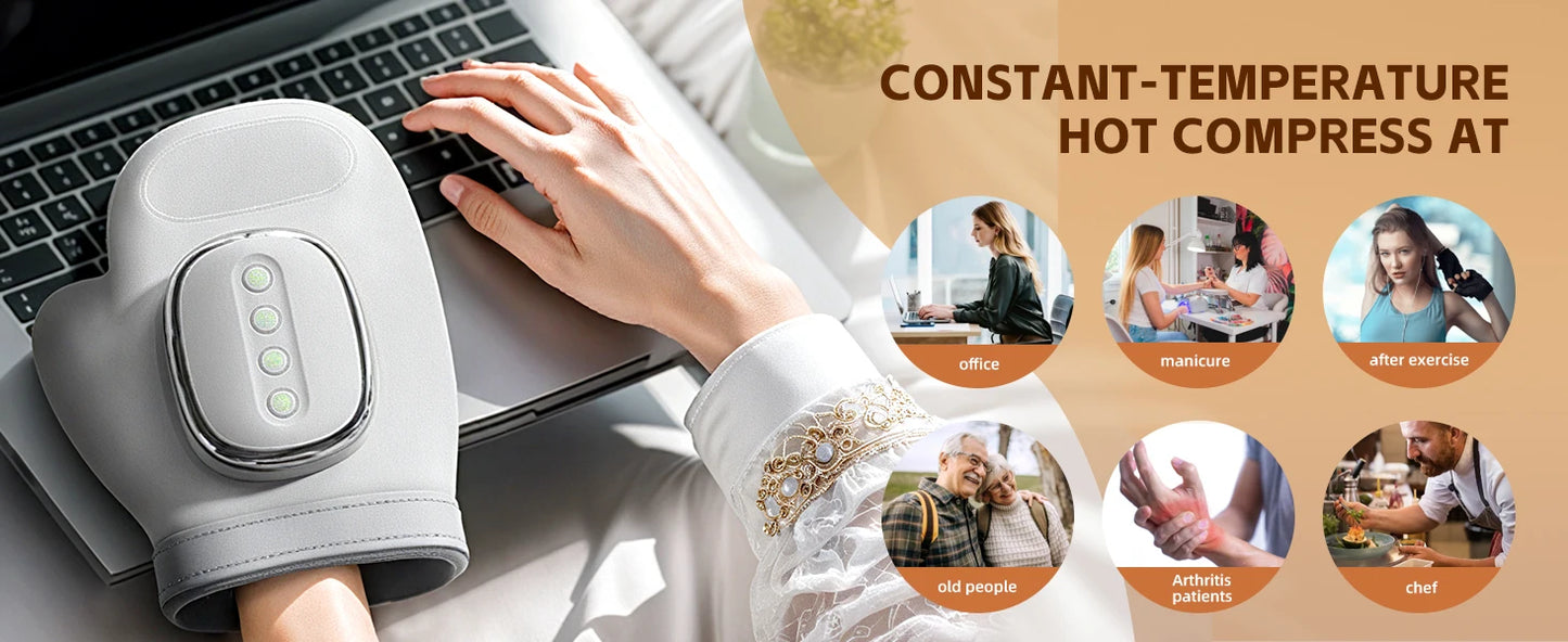Masajeador de Manos con Calor y Compresión – Alivio para Dedos, Muñeca y Dolores por Artritis o Túnel Carpiano