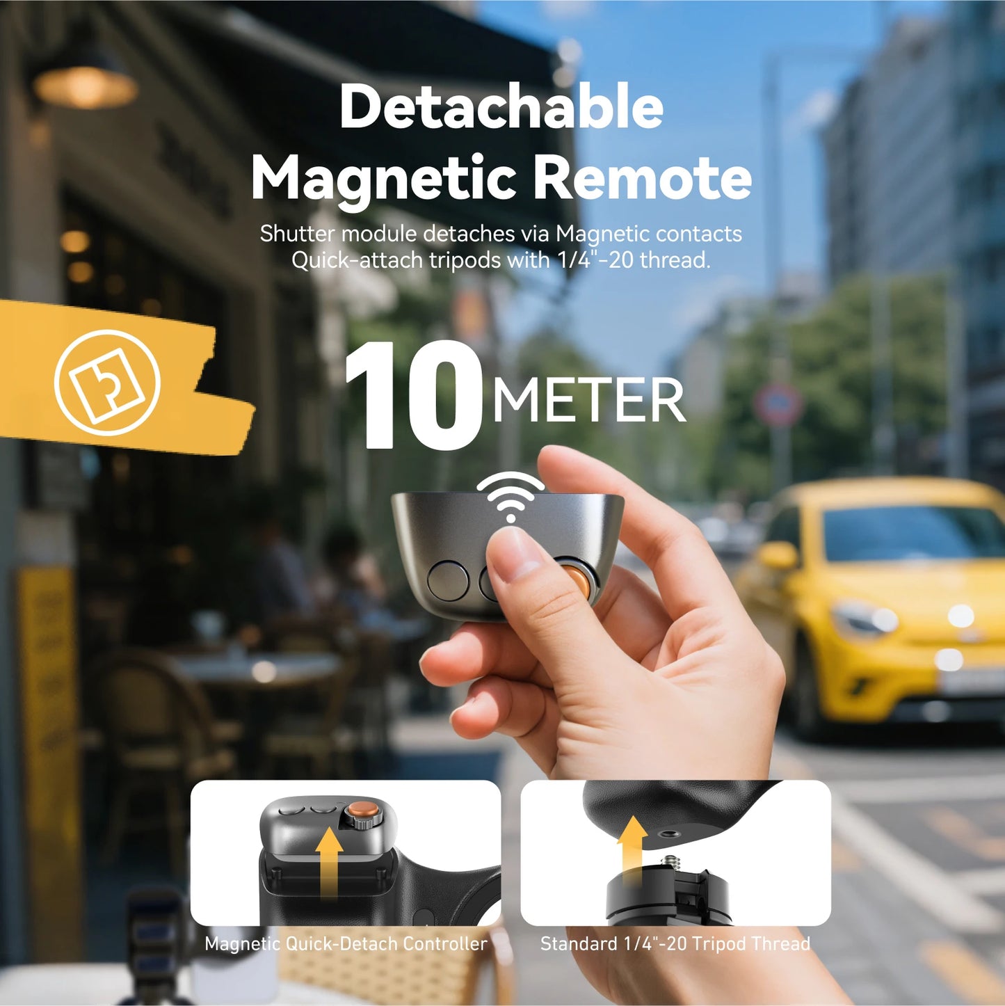 Empuñadura Magnética TELESIN Fun Shot con Control Remoto – Soporte de Cámara para Teléfonos Android e iOS