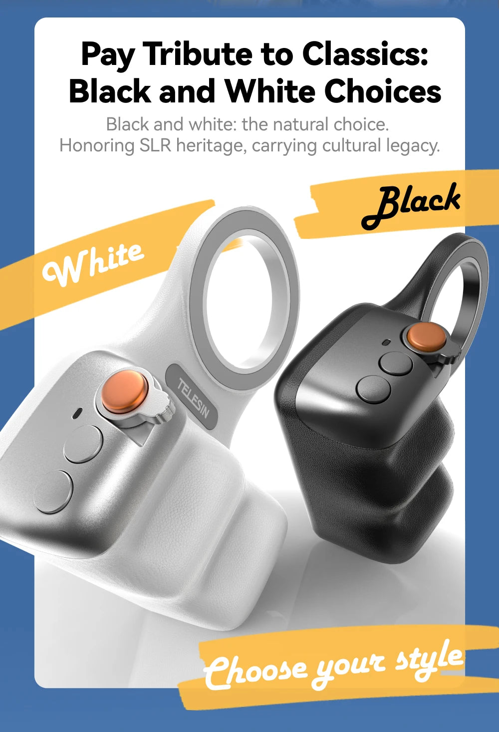 Empuñadura Magnética TELESIN Fun Shot con Control Remoto – Soporte de Cámara para Teléfonos Android e iOS