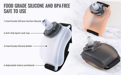 Botella de Agua de Muñeca 200 ml – Portátil, Manos Libres y Reutilizable para Running, Ciclismo y Deportes al Aire Libre