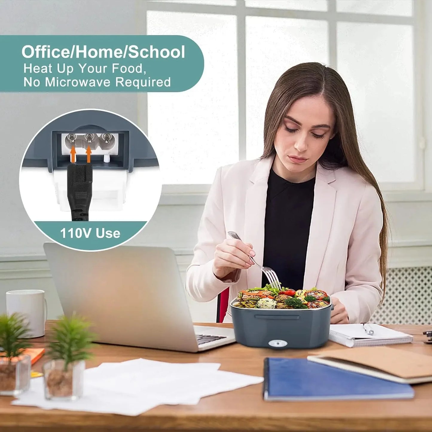 Lonchera Eléctrica 1.5L – Calentador de Comida Portátil (60W)